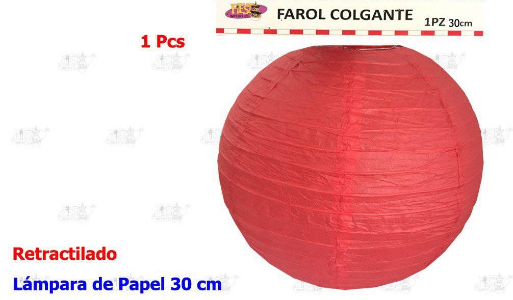 LAMPARA DE PAPEL ROJO 30CM