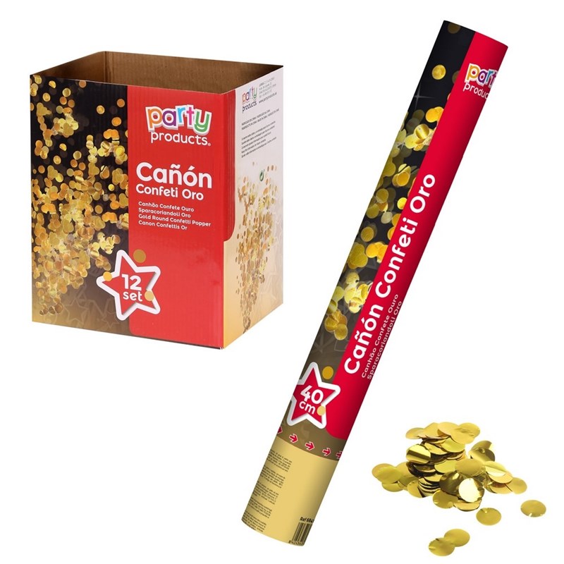 CAÑÓN CONFETI ORO 40 CM
