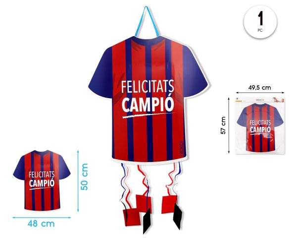 PIÑATA CAMISETA FUTBOL AZUL GRANA