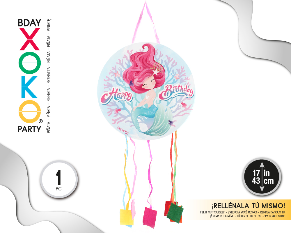 PIÑATA SIRENA HAPPY BDAY 43CM