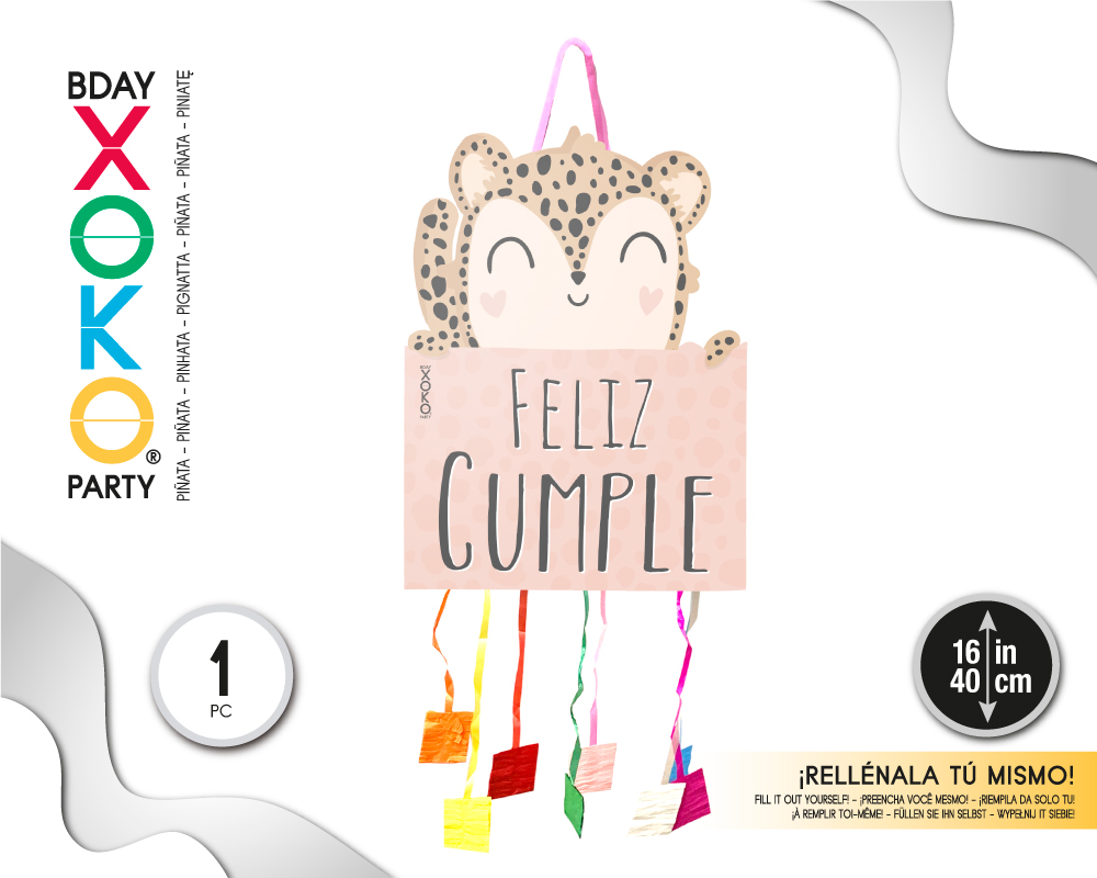 PIÑATA FELIZ CUMPLE PANTERA 40*29*10