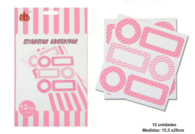 ETIQUETAS ADHESIVAS 12PC ROSA