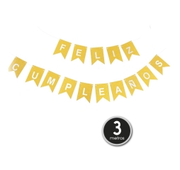 BANNER FELIZ C ORO LASER SILVER PRINT
