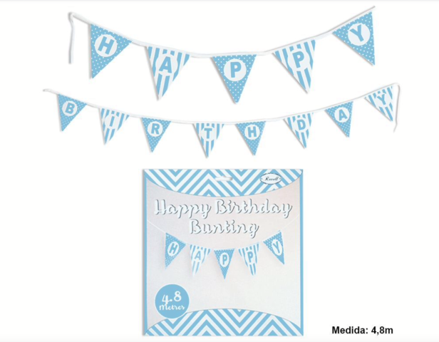 BANDERIN PAPEL HAPPY BIRTHDAY 4,8M AZUL