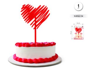 TOPPER TARTA CORAZON TRAZADO FUCSIA