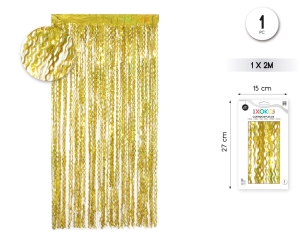CORTINA DE FLECOS ONDULADA 1M*2M ORO HOLOGRAFICO