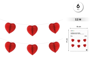 [59423] GUIRNALDA PAPEL 2.2M PANALES DE CORAZON 6PCS