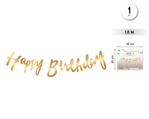 GUIRNALDA HAPPY BDAY ORO 1.8M