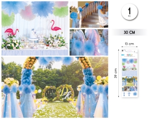 POMPÓN DE TUL 30CM AZUL 1PC