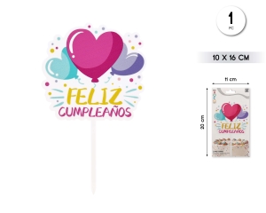 CAKE TOPPER FELIZ CUMPLE CORAZÓN