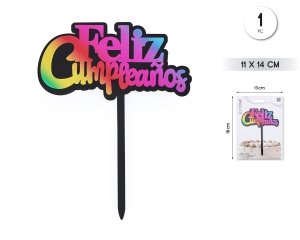 CAKE TOPPER FELIZ CUMPLE ARCO IRIS