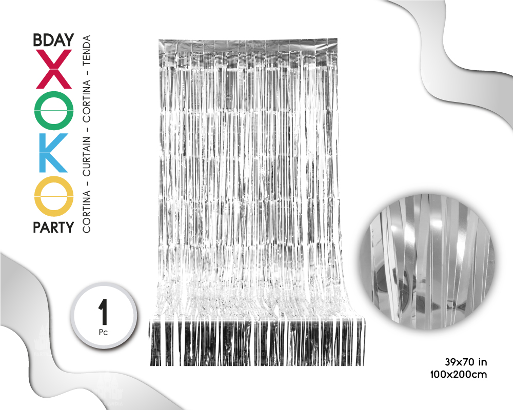 CORTINA DE FLECOS 1M*2M PLATA