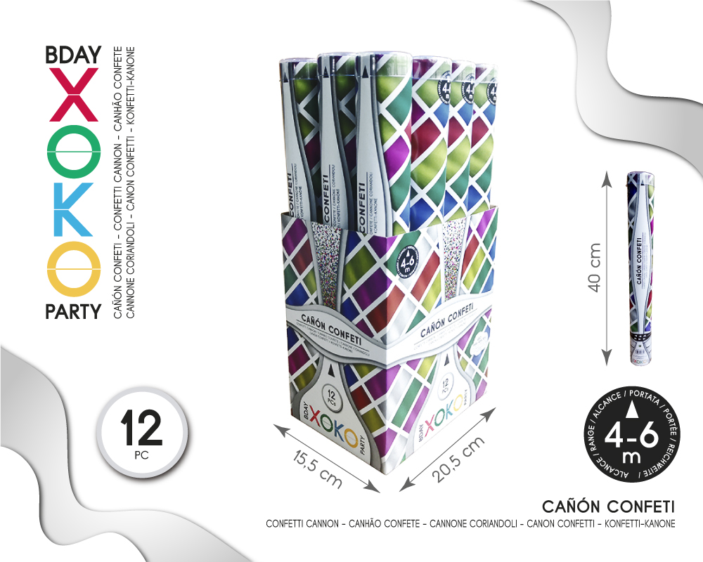 CAÑON CONFETTI COLORS 40CM