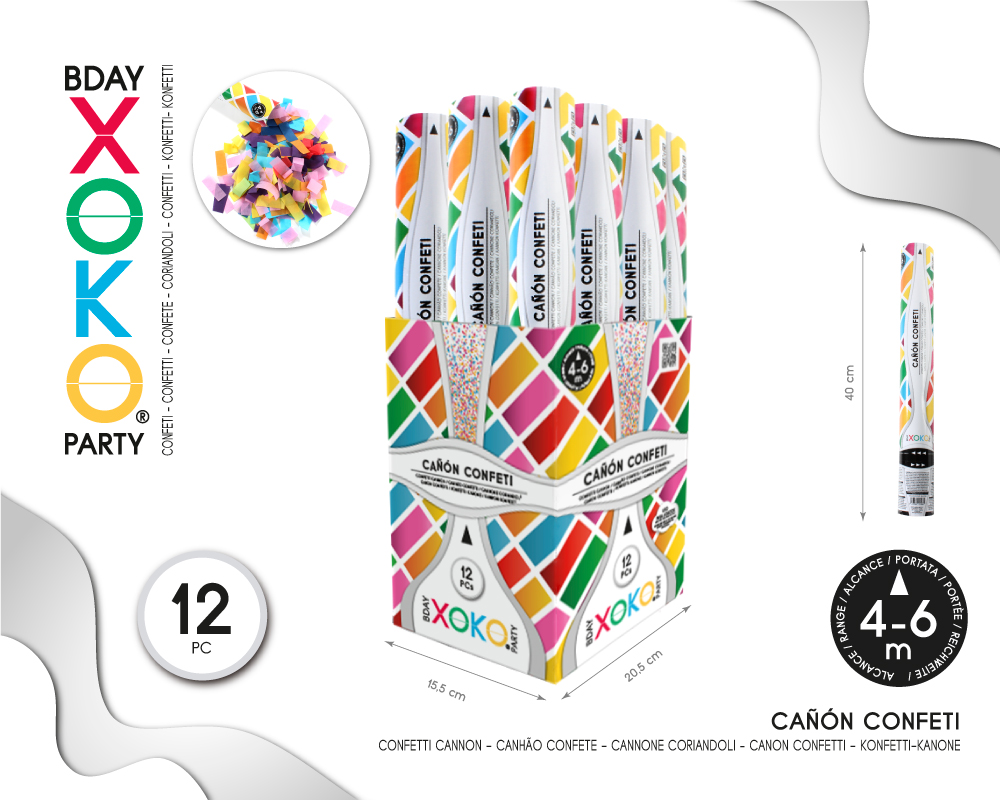 CAÑON CONFETTI COLORINES 40CM