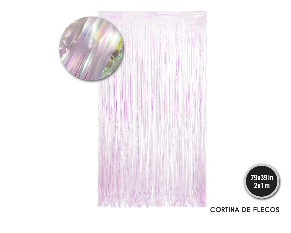 CORTINA DE FLECOS 1M*2M HOLOGRAFIC TRANSPARENTE