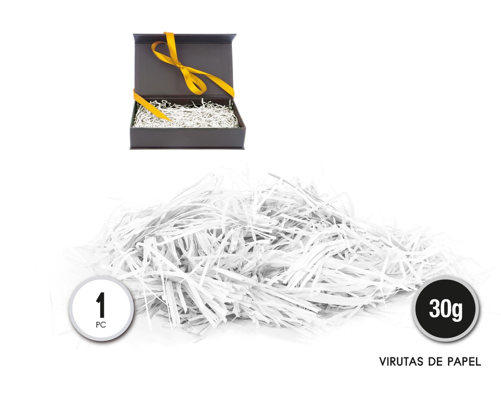 VIRUTAS PAPEL RELLENO PARA REGALO BLANCO 30G