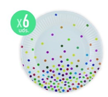 6 PLATOS 23cm. 300gr. DOTS MULTICOLOR