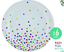 6 PLATOS 18cm. 300gr. DOTS MULTICOLOR