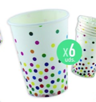 6 VASOS 266cc. 230gr. DOTS MULTICOLOR