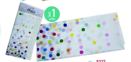 [9327] MANTEL 137x180cm. DOTS MULTICOLOR