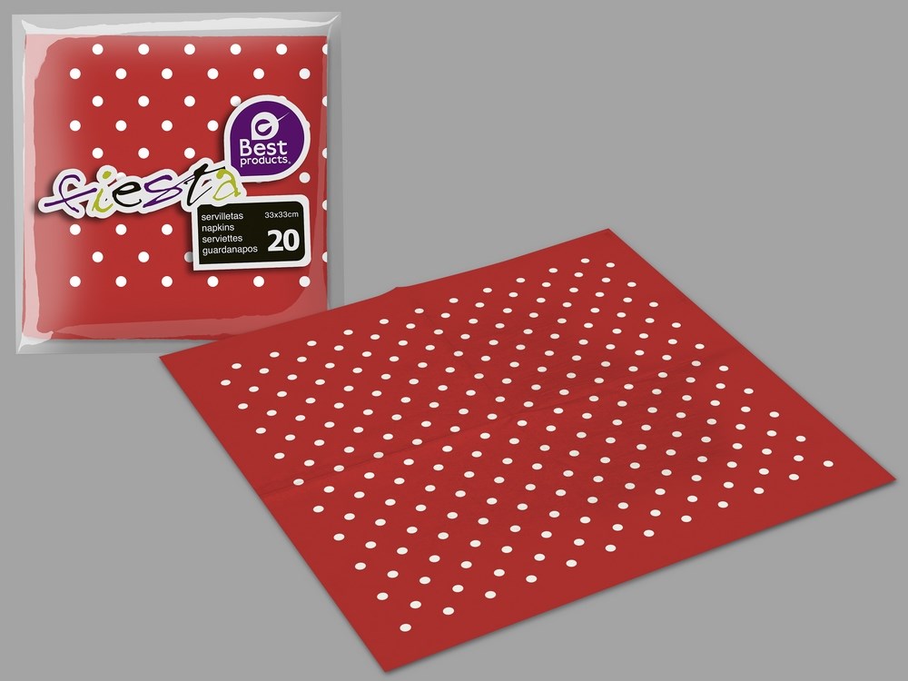 S/20 SERVILLETA DISEÑO TOPOS PAPEL 33 X 33 CM