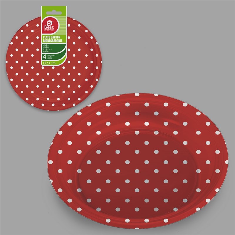 S/4 PLATO LLANO DISEÑO TOPOS 23 CM