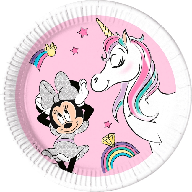 PLATOS PAPEL 20CM MINNIE UNICORNIO COMPOSTABLE (8U