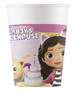 VASOS PAPEL 200ML CASA MUÑECAS DE GABBY FSC (8UND)