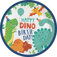 *PLATOS 23CM HAPPY DINO BDAY (8u)