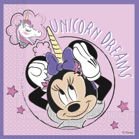 SERVILLETAS 33X33 MINNIE UNICORNIO COMPOSTABLE 3PL
