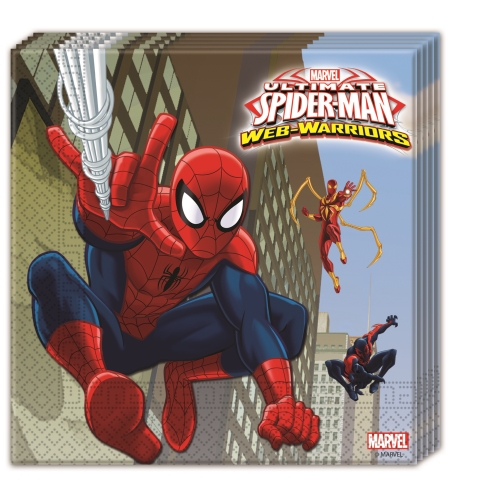 SERVILLETAS 33X33 SPIDERMAN WEB W. (20UND)