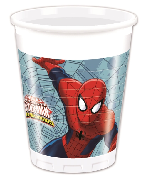 VASOS PLASTICO 200ML SPIDERMAN WEB W. (8UND)