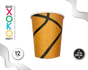 [55670] VASO 9OZ BALONCESTO 12PC