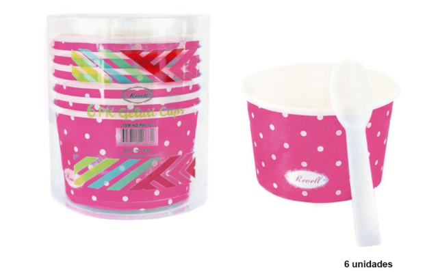 [PW11335] VASO DE HELADO CON CUCHARILLAS 6PC FUCSIA