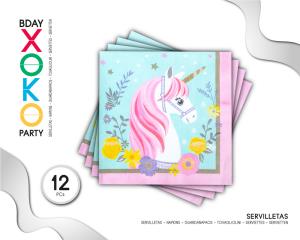 [53561] SERVILLETA UNICORNIO 12PC