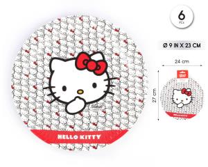[59570] PLATO 23CM HELLO KITTY AZUL ROJO 6PCS
