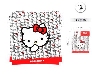 [59573] SERVILLETA 33CM HELLO KITTY  AZUL ROJO 12PCS