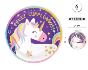 [59203] PLATO 23CM UNICORN RAINBOW 6PCS