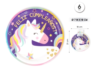 [59204] PLATO 18CM UNICORN RAINBOW 6PCS