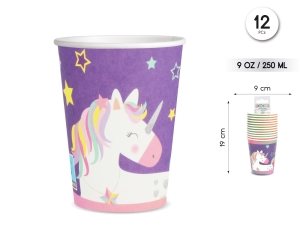 [59205] VASO 9OZ/250ML UNICORN RAINBOW 12PCS