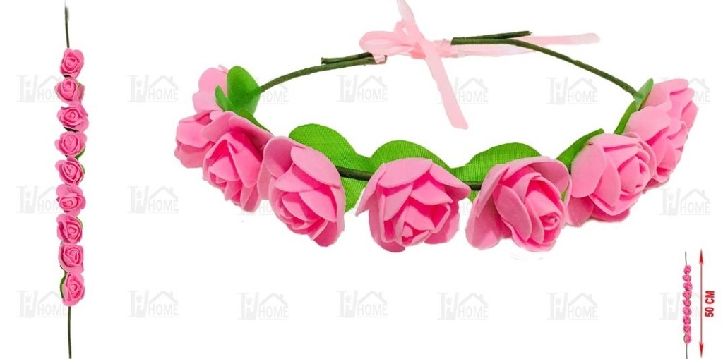 [70939] CORONA DE FLORES ROSA