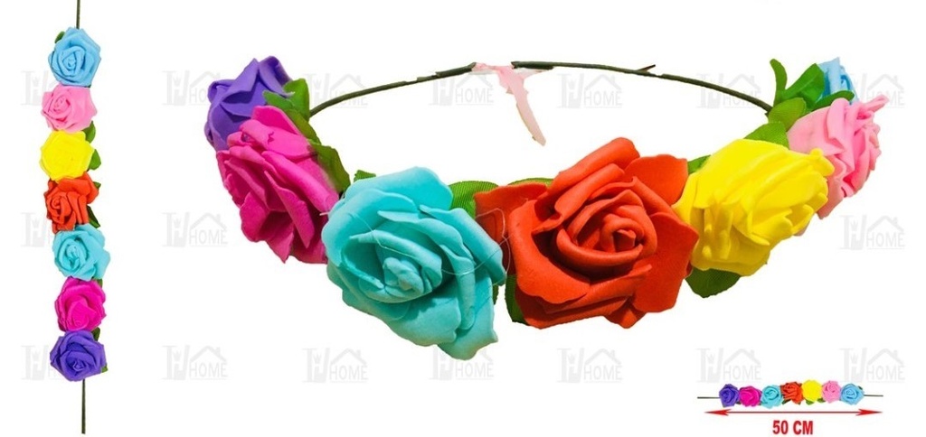 [70948] CORONA DE FLORES MULTICOLOR